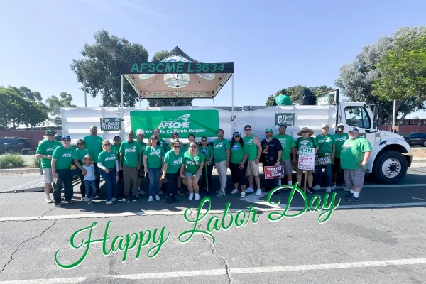 Group photo of AFSCME DC 36 members from Labor Day parade