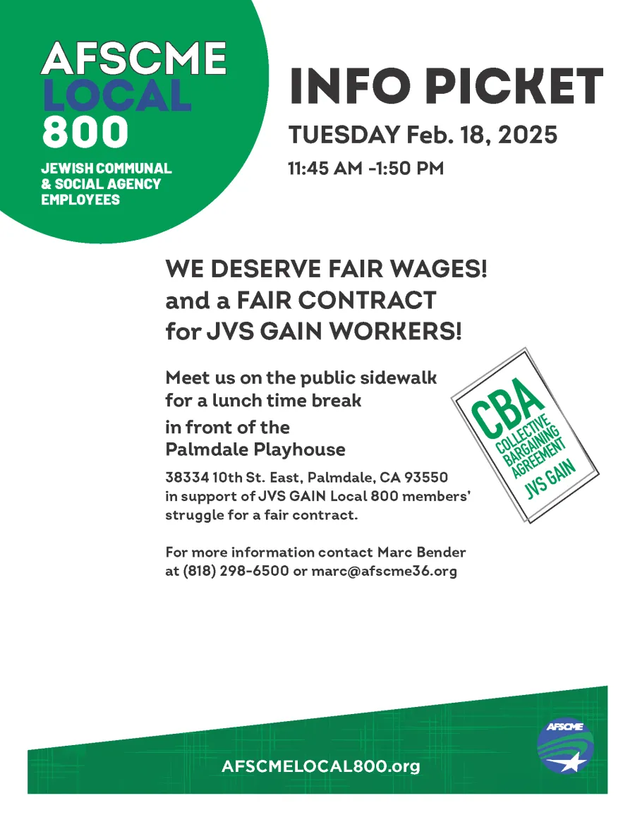 Flyer for Local 800's informational picket