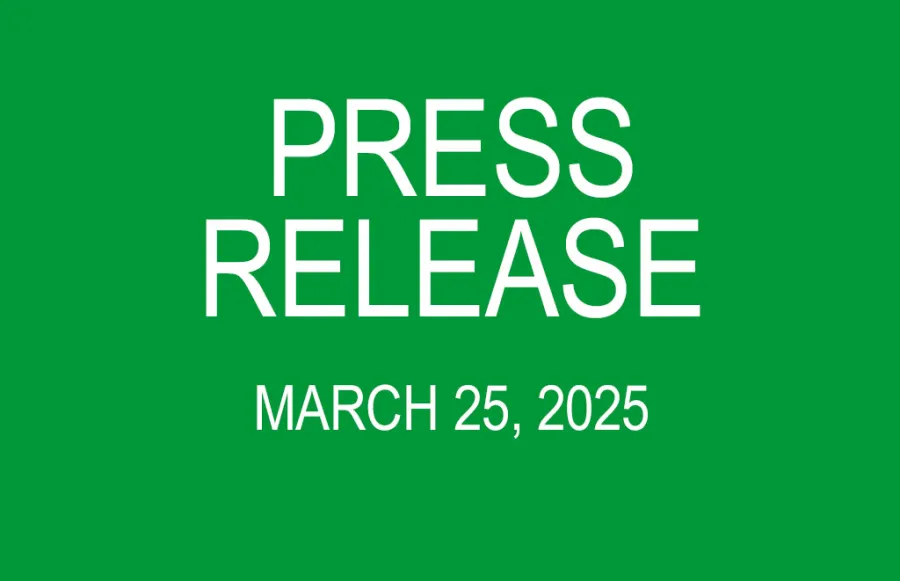 Image that reads press release with the date March 25, 2025