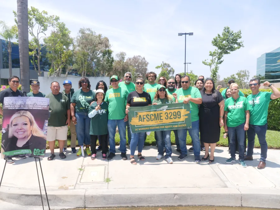Group photo from the AFSCME GO Anaheim press conference