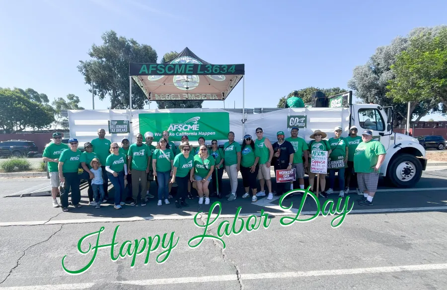 Group photo of AFSCME DC 36 members from Labor Day parade