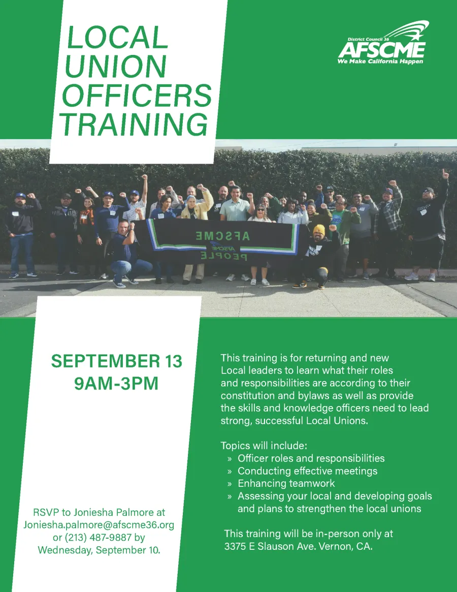 Local Union Officer training flyer