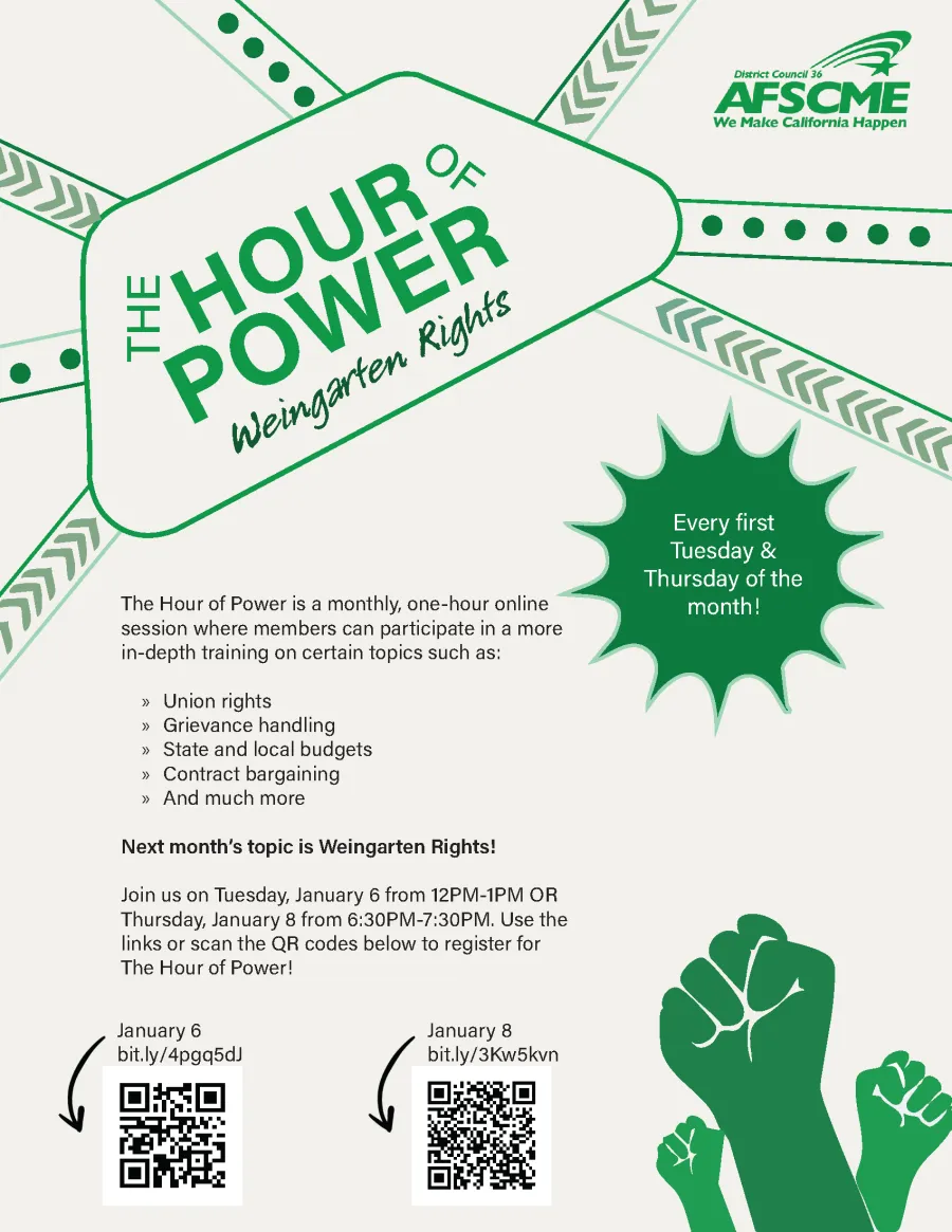Hour of Power flyer for Weingarten Rights