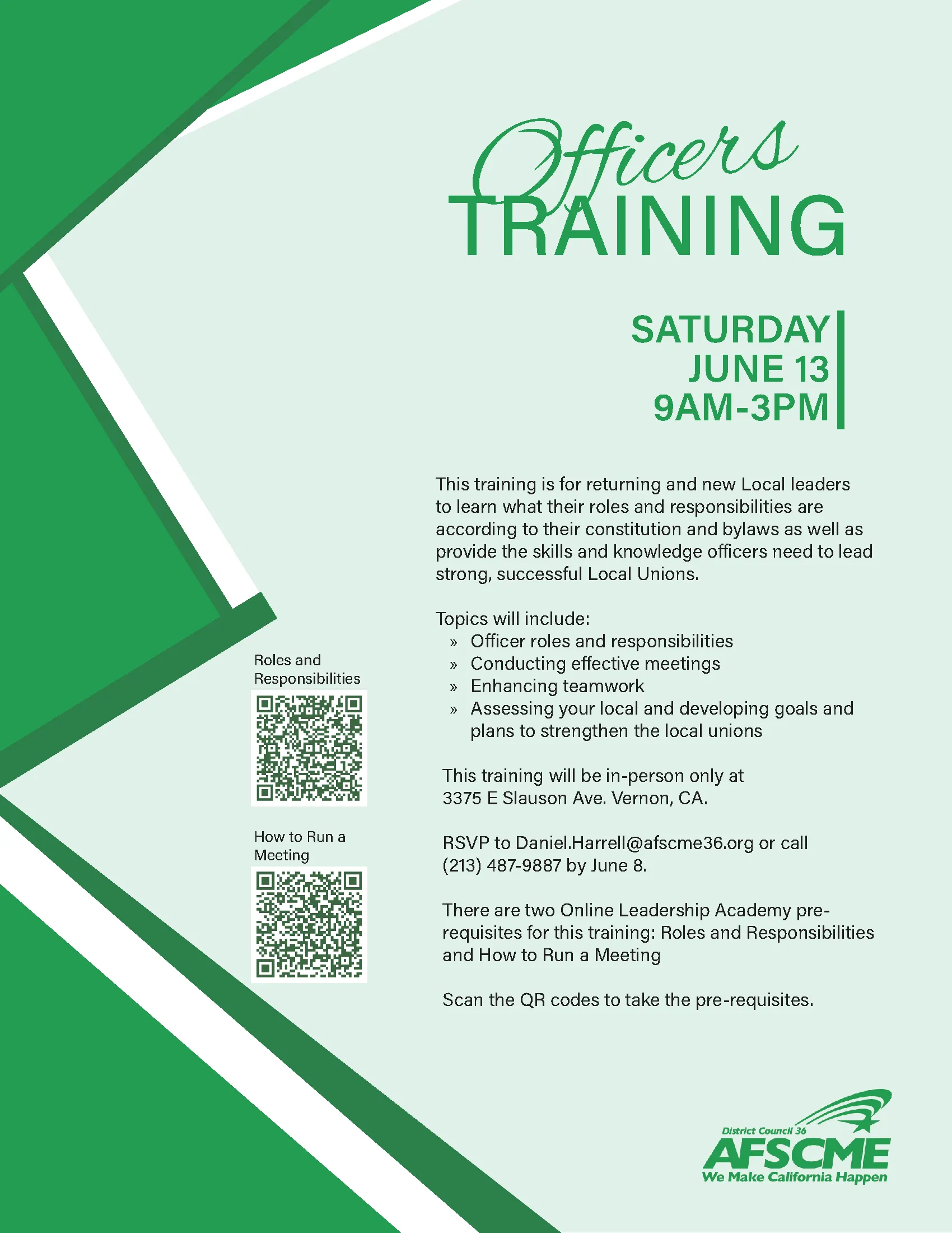 Flyer for Local Officers Training