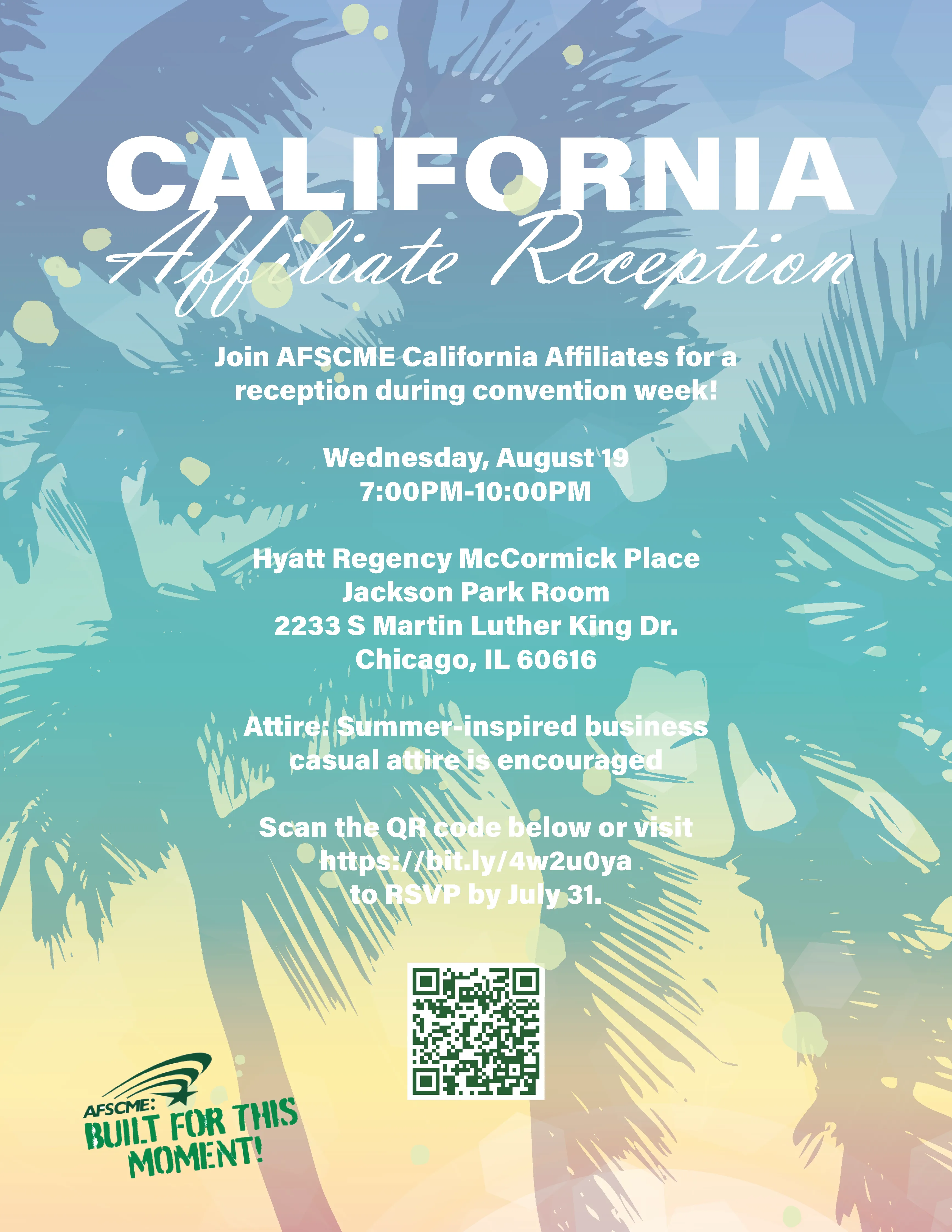 Flyer for AFSCME CA Affiliates Reception