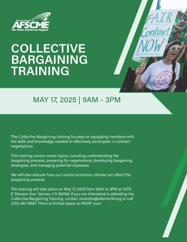 Flyer for collective bargaining training