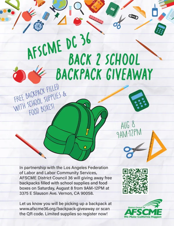 Flyer for Backpack Giveaway