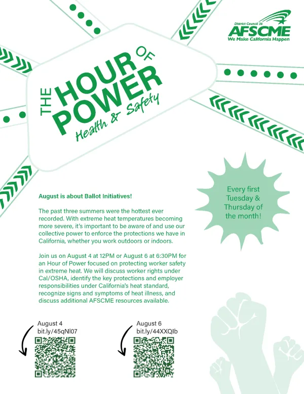 Hour of Power flyer for August
